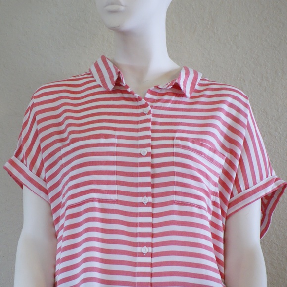 Beach Lunch Lounge- Button Down Striped Blouse - Picture 3 of 8